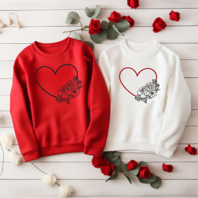 Embroidered Floral Heart Sweatshirt - image1